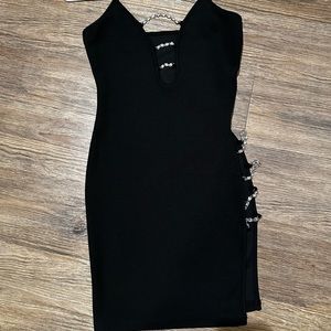 Black Slit Mini Dress